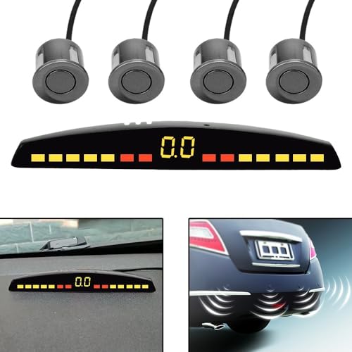 Rilevatore di retromarcia per auto, con 4 sensori, sensore di parcheggio, radar universale (rosso)