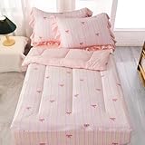 A Nice Night Zipper Bedding Pink Bow Printed on Colorful Rainbow Background Zippered Kids Comforter Set,Seersucker Chic Style Ultra Soft,Twin