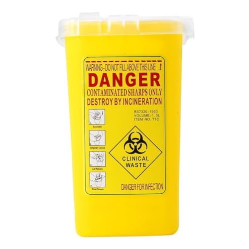 Poubelle pour objets tranchants, aiguilles de tatouage en plastique, conteneur de tranches rasoir, boîte à déchets d'outils rasoir jaune