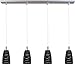 ET2 Contemporary Lighting E94204-50SN LED Ceiling Light, Carte 4-Light Linear Pendant - Satin Nickel w/Black Amber Swirl Glass