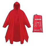 YILUYISHE Unisex Rain Poncho for Adults, Hooded Waterproof Raincoat Jacket for Hiking, Camping and Outdoor (Red)