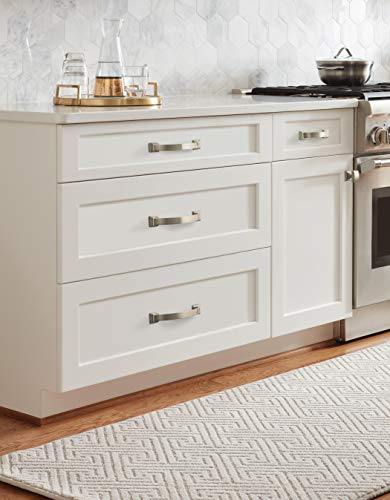 Image of Amerock | Cabinet Pull | Satin Nickel | 5-1 /16 inch (128 mm) Center to Center | Candler | 1 Pack | Drawer Pull | Drawer Handle | Cabinet Hardware