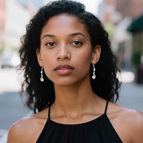 ALEXCRAFT 925 Sterling Silver Dangle Earrings for Women Leverback Cubic Zirconia Hanging Drop Earrings Jewelry for Women2