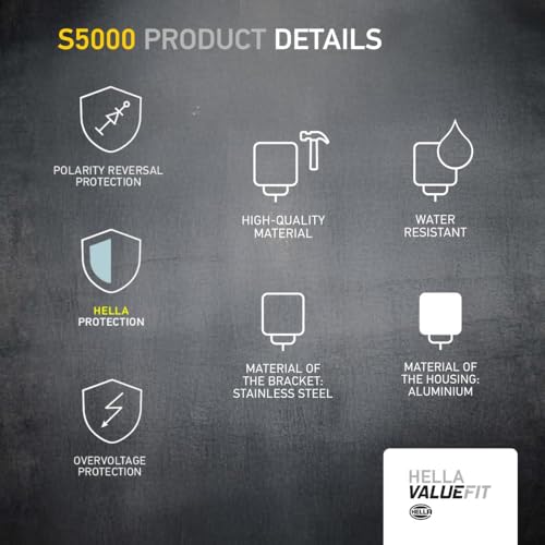 HELLA Valuefit 1GA 357 109-211 LED-Arbeitsscheinwerfer S5000-12/24V - 5000lm - Anbau - Bügelsystem - weitreichende Ausleuchtung - Kabel: 0.8m - Stecker: DEUTSCH Stecker - Menge: 1