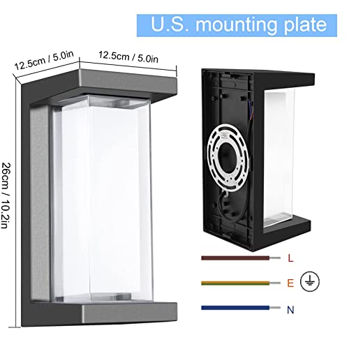 Juyace Porch Lights Outdoor Wall Sconce 18W 1800Lm 6000K Modern Led Porch & Patio Lights Aluminum Exterior Light Fixture Matt Black Ip65 Waterproof #TOP5