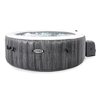 INTEX 28439EP PureSpa Greywood Deluxe Inflatable Spa Set: Includes Energy Efficient Spa Cover – Spa Control App – Wireless Control Panel – 4 Person Capacity – 77" x 28"