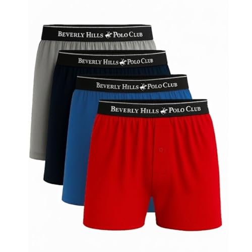 Beverly Hills Polo Club Men's 4 Pack Knit Boxer Shorts
