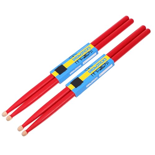 2 pares de baquetas de maple para percusión, color rojo, agarre suave antideslizante para batería miniatura 1