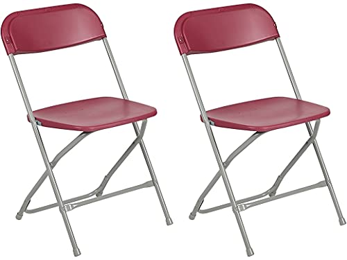 Image of Flash Furniture Hercules Series Plastic Folding Chair - Red - 2 Pack 650LB Weight Capacity Comfortable Event Chair - Lightweight Folding Chair