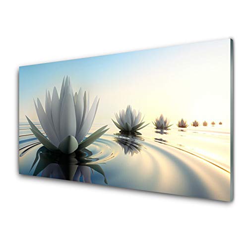 Tableau décoration déco mural moderne fleurs art d'eau impression verre trempé