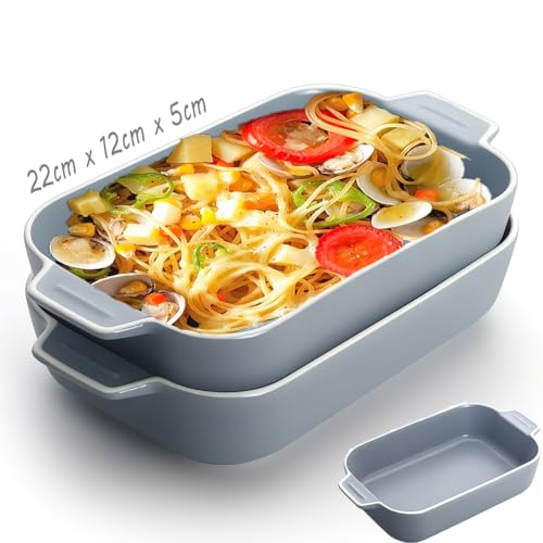 Lasagne Dish, 2PCS 9x5 inch Rectangular Ceramics Baking Dishes with Handle, Coloured Small Oven to Table Baking Dish Ideal for Oven Ceramic Baking Pan Lasagna Casserole Pan Individual Bakeware(Blue) Lasagne Dish, 2PCS 9x5 inch Rectangular Ceramics Baking Dishes with Handle, Coloured Small Oven to Table Baking Dish Ideal for Oven Ceramic Baking Pan Lasagna Casserole Pan Individual Bakeware(Blue)