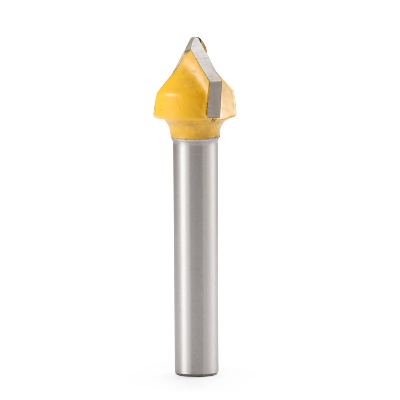 Frezy do formowania krawędzi z fazą, 5 sztuk 6-8mm 90-135 stopni w kształcie litery V z łbem płaskim fazowanie frez CNC do szczeliny przycinania drewna(135V-S6-D19.1-2.0)