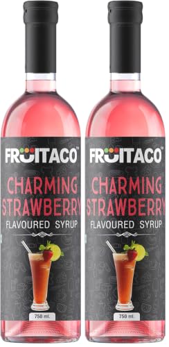 Image of Fruitaco Strawberry Syrup: Perfect Mixer For Enhancing Mocktails & Cocktails, Drinks, And Mojitos At Parties, Conveniently Packaged In A 750Ml Bottle For All Your Mixing Needs (Pack of 2)