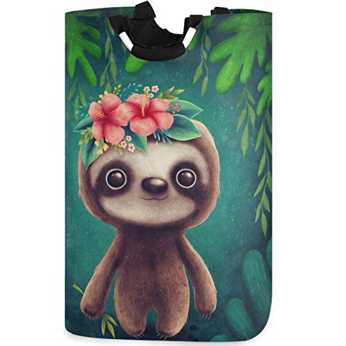 visesunny Cute Sloth Animal Large Capacity Laundry Hamper Basket Water-Resistant Oxford Cloth Storage Baskets for Bedroom, Bathroom, Dorm, Kids Room