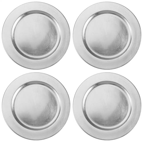 COM-FOUR® 4x podtalerze w kolorze srebrnym, spodki wielokrotnego uzytku