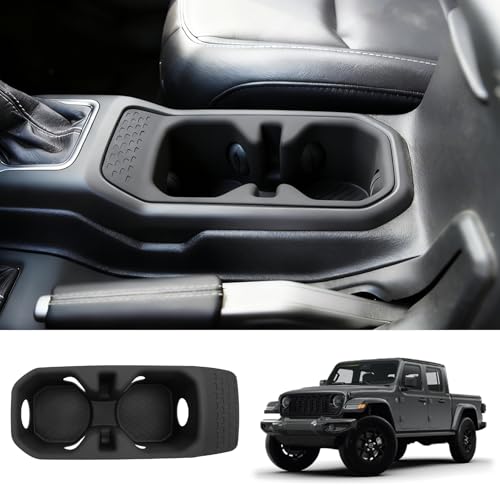 Tecbaba Console Cup Holder Compatible with 2020-2025 Jeep Gladiator JT 2018-2025 Wrangler JL JLU 4XE...
