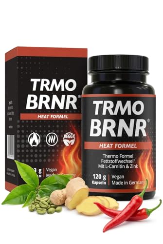 TRMO BRNR Thermo Stoffwechsel Kapseln mit Heat Formel - mit L-Carnitin, Gr&uuml;ntee, Gr&uuml;ner Kaffee-Extrakt, Ingwer, Zink, 120 Kapseln