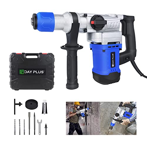 Hammer Drill Rotary Hammer Drill Power Tool with Side Handle 1080W Electric Demolition Jack Hammer Concrete Breaker Drill Kit Include Drill Bits, Point & Flat Chisel, Ideal for Drilling Steel