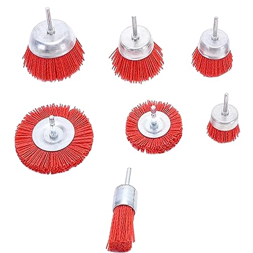 Image of 7pc Nylon Pen Type Abrasive Wire Brush polishing Flower Head wear-Resistant Woodworking Rod Plane polishing Brush Metal Rust Removal Brush Industrial Brush