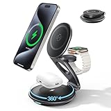EXW Travel Charging Station for Magsafe Charger,Wireless Charging Station for Apple Multiple Devices,Magnetic Foldable Charger for iPhone 16-12 Series for Apple Watch & AirPods(30W Charger Included)