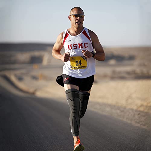 FDTY Leg Compression Sleeve Full Leg 2 Pack Long Knee Brace for Men Women Knee Support Protector for Running,Weightlifting, Workout, Relieve joint discomfort, Meniscus Tear, (Medium)