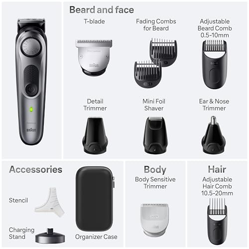Braun All-in-One Men's Shaving Kit Series 7 7440, 12-in-1 Beard, Face, Nose, Ear Trimmer, Hair Clippers, Body Groomer and Manscaping + Travel Case + Charging Stand by Braun - Image 8