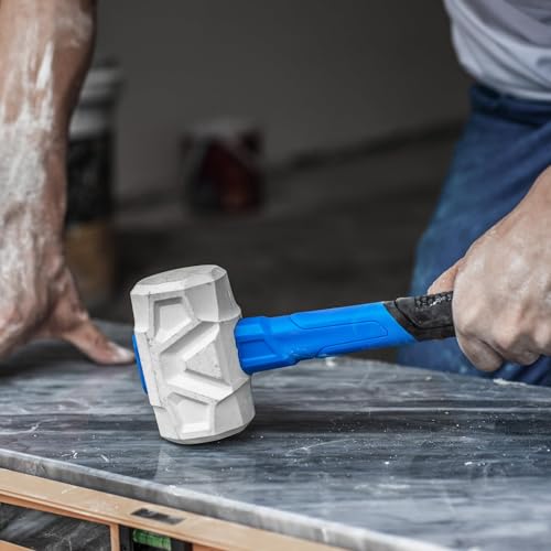 Image of Real Steel Rubber Mallet Hammer 32 OZ White Rubber Hammer with Solid Head, Double-faced Mallets for Flooring, Woodworking, Camping, Automotive 0323