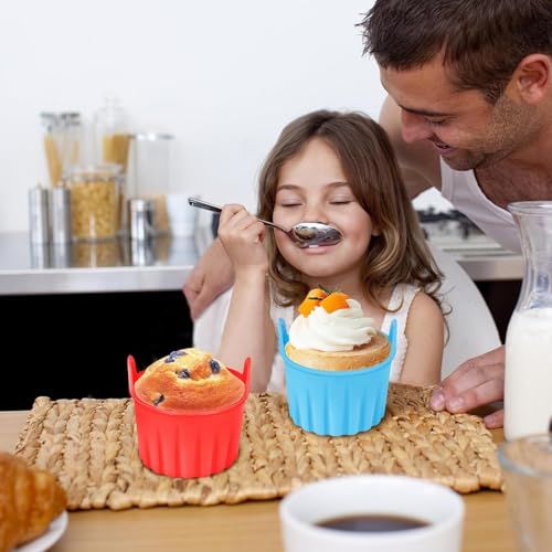 Image of Lyrovo Air Fryer Baking Ramekins Premium Food Grade Silicone Mould Cups Easy Release Nonstick Bakeware Set for Eggs, Muffins, Cupcakes, Puddings, Tarts, Custards