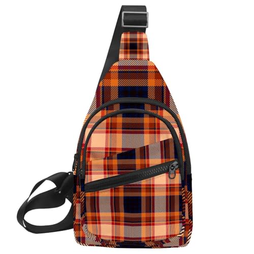 Sac à dos à bandoulière anti-encombrement sac de poitrine léger à carreaux