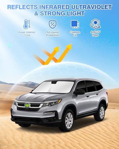 Image of Canvcle Sunshades for Honda Pilot 2016-2022 Accessories Windshield Sun Shade Side Rear Window Shade Cover Sun Visor Shield Privacy Protection Keep Vehicle Cool Black 8PCS
