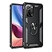 Produktbild BestST Hülle für Xiaomi Poco F3/Mi 11i + schutzfolie,HandyHülle für Xiaomi Poco F3/Mi 11i Cover,Armor Stoßfest TPU PC Schutzhülle Ringhalter Handytasche Case Handy Hüllen,Schwarz