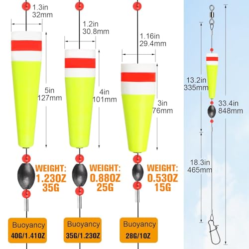 Dovesun Foam Floats Pompano Rigs+Popping Cork Float Rig Boyas de Pesca con Peso miniatura 5