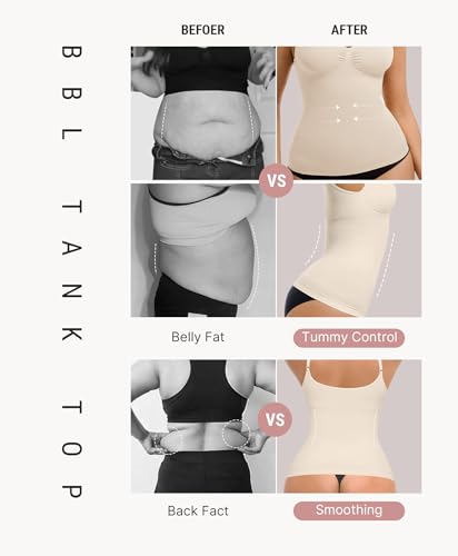 Image of FeelinGirl Womens Tank Top Shapewear Tummy Control Tops Slimming Cami Tank Seamless Compression V Neck Camisole