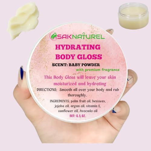 SAKNATUREL BABY POWDER SCENT: Hydrating Body Glaze BODY GLOSS Body Butter Body Drops Body Oil, 24-Hour Moisture Skin Care, Lightweight & Non-Greasy, Leaves Skin Soft & Radiant For Dry Skin