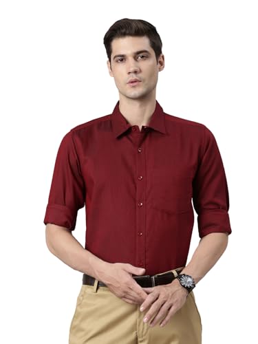 Image of THE SOUL PATROL Men's Casual Regular Fit Full Sleeve Premium Cotton Button-Down Shirt with Single Patch Pocket - Stylish, Classic, Comfortable, and Elegant for Everyday Wear
