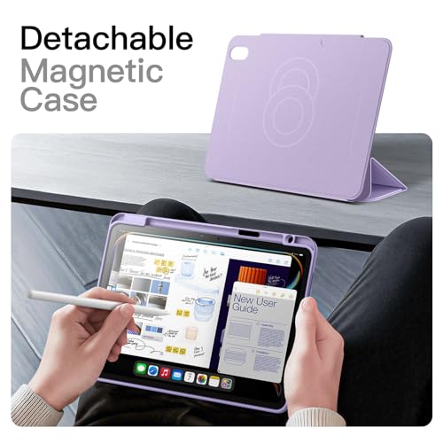 Image of JETech Magnetic Detachable Cover Case for iPad Air 11-Inch M4 /M3 /M2 (2026 /2025 /2024), iPad Air 5th /4th with Pencil Holder, Removable Rotating Cover, Portrait /Landscape Stand (Purple)
