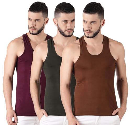 Image of Dollar Lehar Men Combed Cotton Round Neck Vest -Colour May Vary