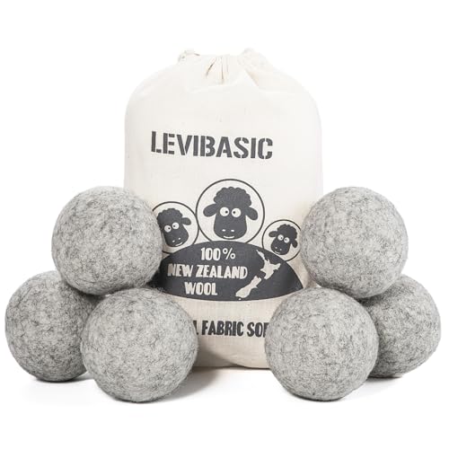 LEVIBASIC Wool Dryer Balls 6 Pack XL, 3" Genuine New