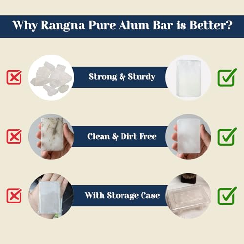 Image of Pure Alum Block for Skin Care, 300g, Natural Deodorant and After Shave, Fragrance Free | Organic Phitkari Alum Stone for Face | Fitkari Stone for Skin Tightening, Water Purification, Shaving & Teeth Care (RASK7950-PO3)