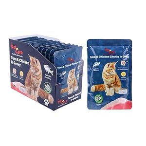 Pet en Care Wet Cat Food, Pure Tuna & Chicken Chunks in Gravy, Pack of 12 (12 X 100g) | Wet Food for Kittens | All Life Stages