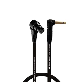 Right Angle XLR Female to Right Angle 1/4" TS - 0.5 Feet - Black - Pro 3-Pin Microphone Connector for Powered Speakers, Audio Interface or Mixer for Live Performance & Recording