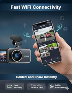 Micmetago Dashcam 4K avec Batterie Intégrée, Dashcam Auto sans Fil avec Parküberwachung 24h, Caméra Voiture Avant & Arrière, Grand Angle, Vision Nocturne, Boucle d’Enregistrement