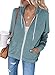 Produktbild Uusollecy Damen Sweatjacke Hoodie Sweatshirtjacke Pullover Oberteile Kapuzenpullover Einfarbig Full Zip Casual Hoodie Sweatshirt A-hellblau S