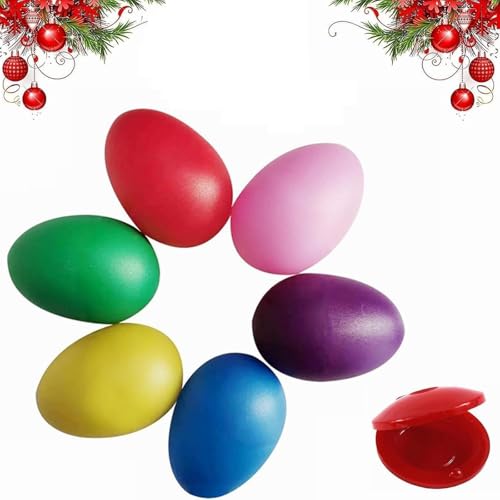 Eier Maracas Eier Shaker Set,Musikinstrument Egg Shaker,Schütteleier für Kinder,für Musikalische Früherziehung Party Klassenzimmerzubehör Musikinstrument für Babys und Kleinkinder Spielgeräte,6 Stück