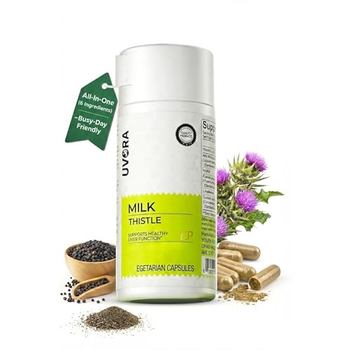 Uvora Cardo Mariano 300mg, 90 Capsule Vegetali, 80% Silimarina Standardizzata, Miscela Detox 6 Ingredienti, Supporto Benessere Quotidiano per Adulti con Vita Attiva e Stress, Routine 45 Giorni (1)