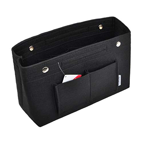 Vercord Felt Purse Tote Organizer Insert Divider Inside Handbag for Women Medium Black