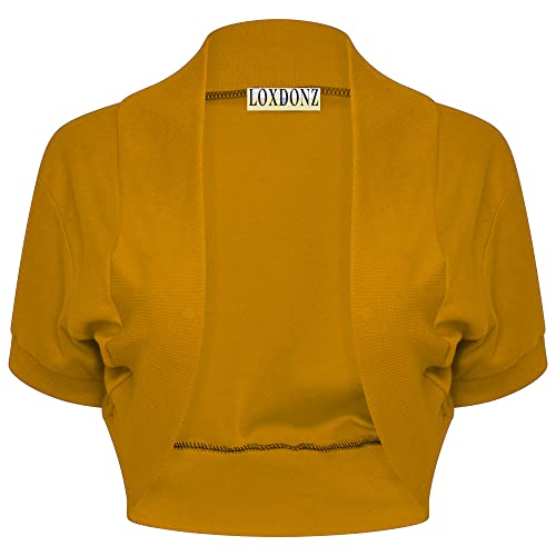 Image of Loxdonz Girl's Short Sleeve Shrug Childrens Kids Cotton Cardigan Bolero Shrug Jacket