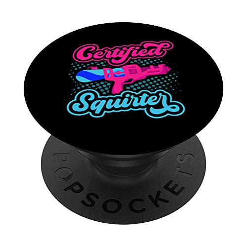 Certified Squirter Water Gun Squirt Gun Water Pistol PopSockets Swappable PopGrip, Black