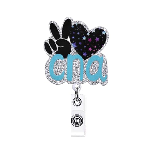 ANDGING CNA Badge Reel Holder Funny Nurse Nursing Medical Acrylic Badge Reels Retractable for Nurses Cute Glitter Badge Clip RN LPN LVN ID Card Accessories Assistant Gifts
