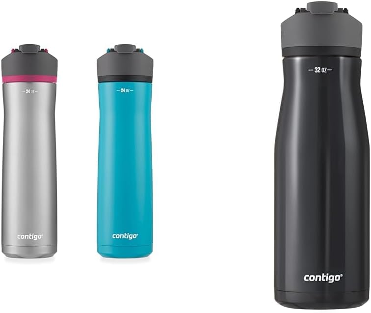 Contigo Cortland Chill 2.0 Stainless Steel Vacuum-Insulated Water Bottle with Spill-Proof Lid & AUTOSEAL Water Bottle, 32oz, Licorice